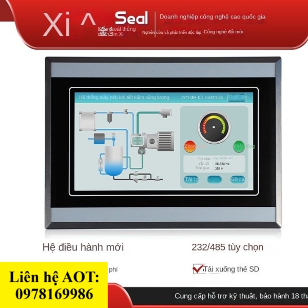 AMT070 Màn hình cảm ứng HMI KINSEAL 7 inch, màn hình điều khiển công nghiệp GIAO TIẾP PLC RS232 RS485 MODBUS RTU - W016 bộ nhớ 64MB - 2 COM 232 + 485