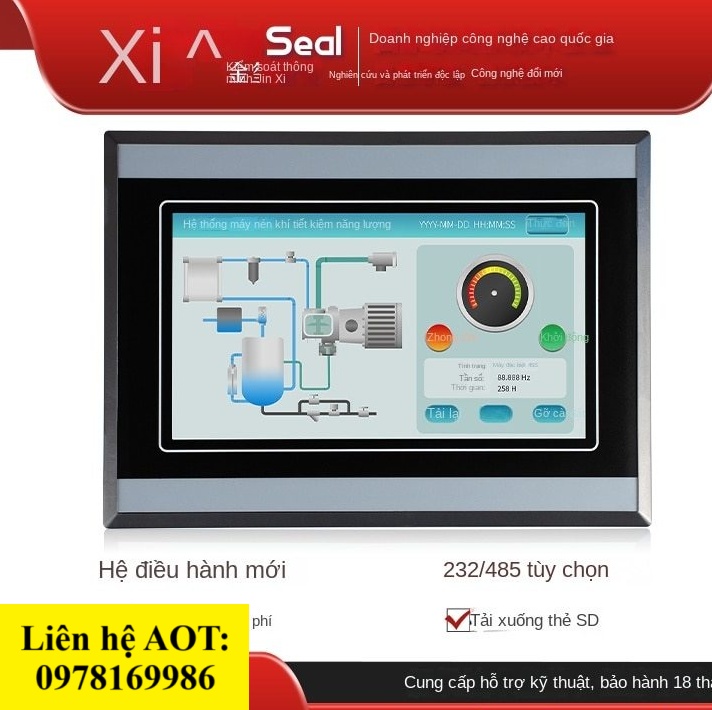 AMT070 Màn hình cảm ứng HMI KINSEAL 7 inch, màn hình điều khiển công nghiệp GIAO TIẾP PLC RS232 RS485 MODBUS RTU - W016 bộ nhớ 64MB - 232 Giao tiếp